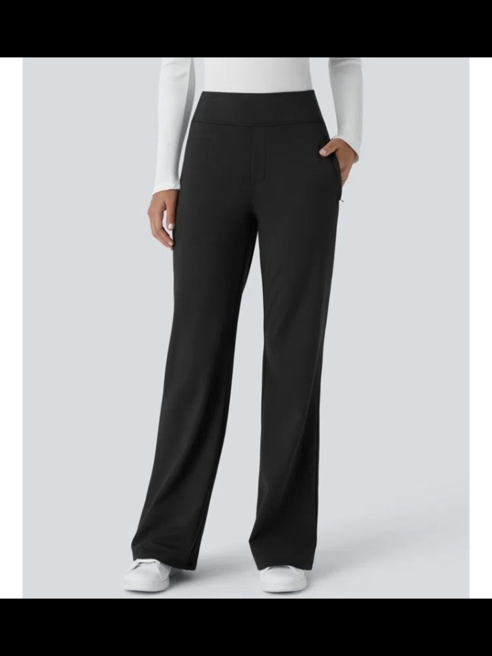 Halara Flex DayStrecth MidRise Women’s Black Wide-Flare Leg Pull-On Pants Tall
